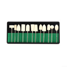 Wool Felt Abrasive Tools Set For Rotary Tool Grinding And Polishing, 12-Piece, Two 35mm Shanks, Box Included