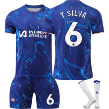 (3XL) Tuta sportiva, Tuta sportiva Chelsea NO.6 T.SILVA per ragazzi e ragazze, Uniforme sportiva traspirante