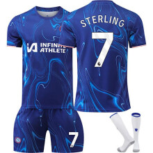 (16)Set tuta sportiva, tuta sportiva Chelsea NO.7 STERLING per ragazzi e ragazze, kit sportivo traspirante