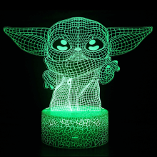 Lampada da notte 3D Star Wars Baby Yoda a LED con telecomando e Smart Touch, lampada da scrivania a