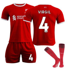 (8-9 años)La nueva camiseta deportiva infantil 2324 Liverpool Home No. 4 VIRGIL K 8-9 años