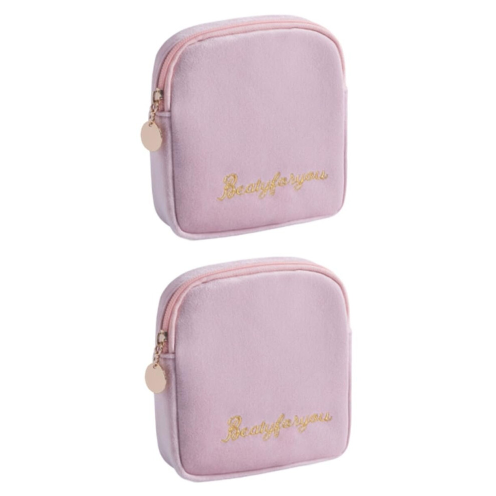 Portable Sanitary Towel Pouch 2-Piece Zippered Coin Purse For Women Travel Toiletry Bag Large Capacity
