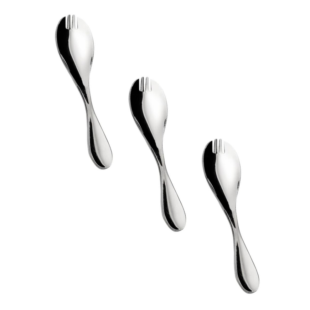 3Pcs Children Cutlery Set Spoons Toddler Forks Stainless Steel Handle Safe For Toddlers Silver