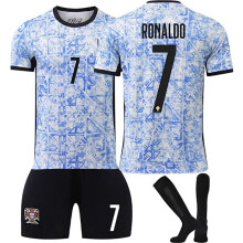 (16) Maglia da trasferta del Portogallo UEFA Euro 2024, maglia sportiva per bambini n. 7 Cristiano Ronaldo