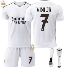 (Kindergröße 16 (90-100 cm)) Vini Jr. 7 Real Madrid Heimtrikot 24-25, neuester Sport-Trainingsanzug