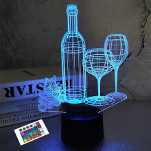 Weinflaschen-3D-Illusionslampe, Bar-Dekoration, Geschenk-Nachtlicht für Weihnachten mit Fernbedienung,