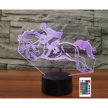 WJ 3D-Pferdereiten-Fernbedienung, 16-farbige LED-Tischleuchte mit Illusionseffekt, Acryl-Tischlampe,