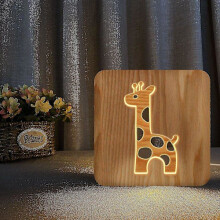 Nachtlampe in Form einer Giraffe aus Holz, 3D-Lampe, kreative Holzlampen, schlichte Dekolampen, 3D-Holzschnitzmuster,