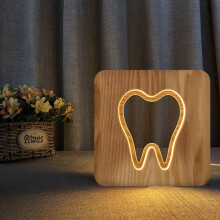 Nachtlampe aus Holz mit Glühbirne, 3D-Lampe, kreative Holzlampe, schlichte Dekolampe, 3D-Holzschnitzmuster,