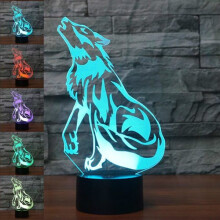 WJ 3D Wolf Nachtlichtlampe, Illusionstier, 7 Farben, Touch-Schalter, Geschenk mit Acryl-Flachfuß, ABS-Sockel,