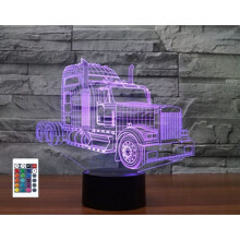 WJ 3D Truck Fernbedienung, 16 Farben, Nachtlicht-Illusion, Acryl-LED-Tischlampe, Nachttischlampe, Kinderzimmer-Schreibtischdeko,