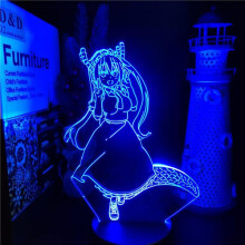 WJ Anime Miss Kobayashis 3D-Lampe Tohru Kawaii Maid Lampe Illusion Lampara Kinderzimmerdeko Manga Geschenk