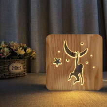 Nachtlicht in Affenform aus Holz, 3D-Lampe, kreative Holzlampe, schlichte Dekolampe, 3D-Holzschnitzmuster,