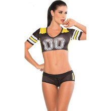 Damen-Cheerleading-Uniform, sexy Kurzarm-Sport-Trainingsanzug, Bühnenuniform-Set, Cosplay-Teil, Schwarz