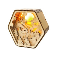 3D-Puzzle aus Holz, fröhliche Weihnachtslampe mit Schnitzereien, festliche Beleuchtung & kognitives