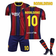 XJ-20-21 Barcelona Heimtrikot für Kinder und Erwachsene, Sporttrikot Nr. 10 Ronaldinho