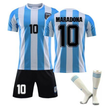 (Erwachsene S (165-170 cm)) WM-Trainingsanzug Argentinien Maradona Nr. 10 1986 Retro-Sport-Trainingsanzug