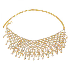 Voll Strass klobig Kette Diamant Bowknot Kragen Statement Quaste Kristall Halskette Halskette Verstellbar für Frauen Mädchen Gold
