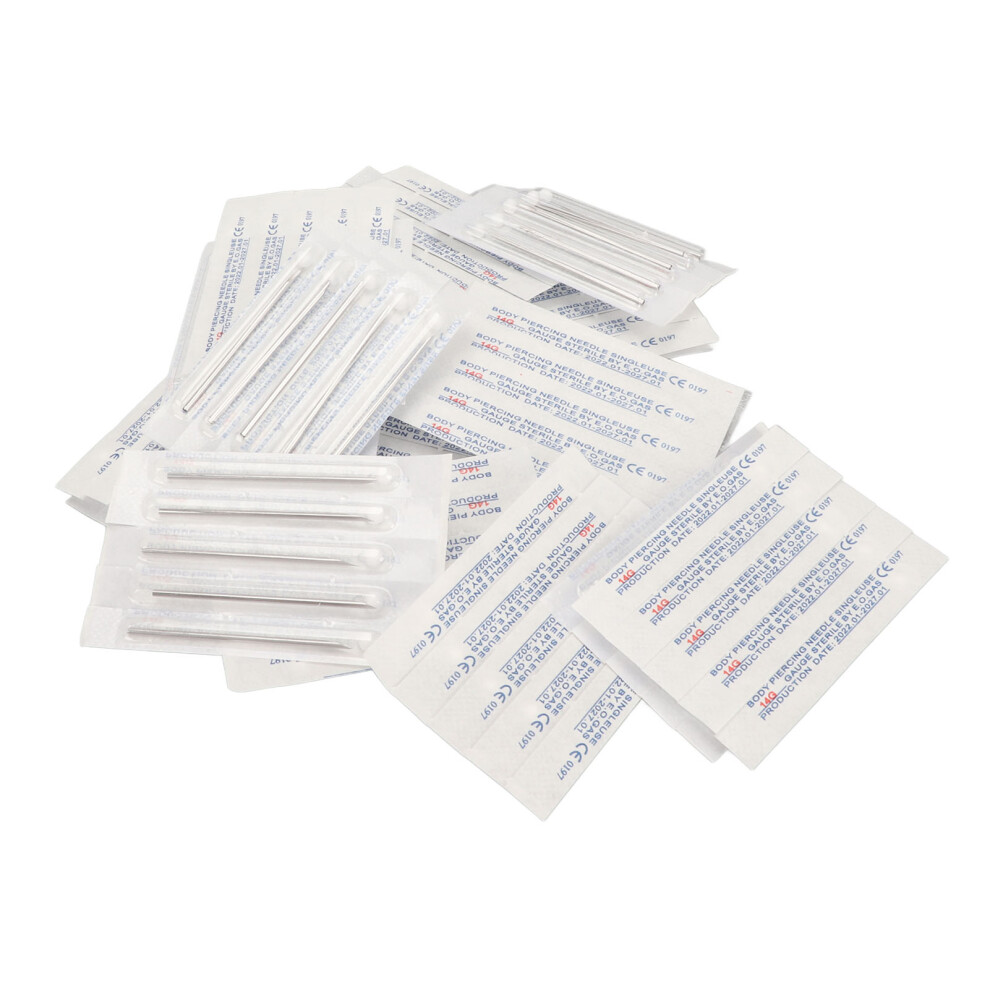 100pcs 14G Disposable Stainless Steel Body Piercing Needles Kit