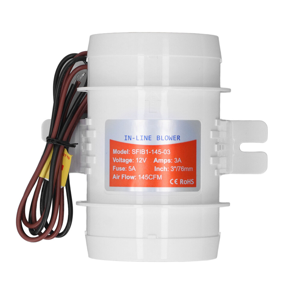 3In In Line Marine Air Blower 145Cfm 12V High Efficiency For Boat Rv Yacht 8001354652251