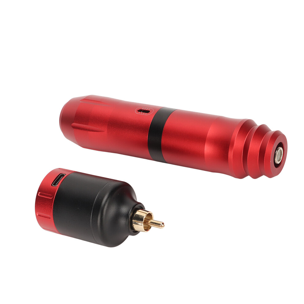 Red Premium Rotary Tattoo Pen Kit With 1300Mah Power Supply Wireless & Rca