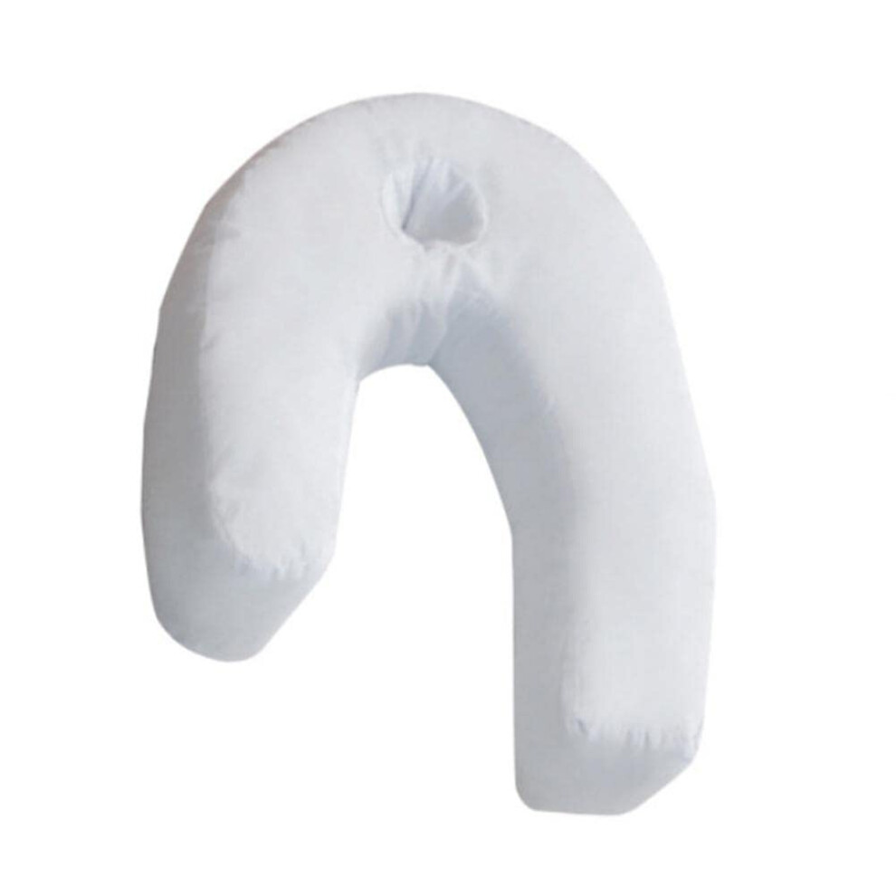White Side Sleeper Pillow U-Shape Cervical Support With Pp Cotton Filling Anti Snore For Ear And Neck Pain
