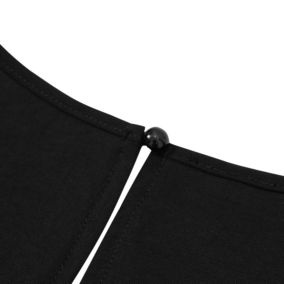 Women's Black V Neck Lace Stitching Sleeveless Jumpsuit XL-image-OPC-PMFJJK2-NEW