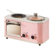 Four-In-One Small Breakfast Machine Pink: Household Multifunctional Toaster Oven Microwave Combo, Retro 4-in-1 Kitchen Appliance