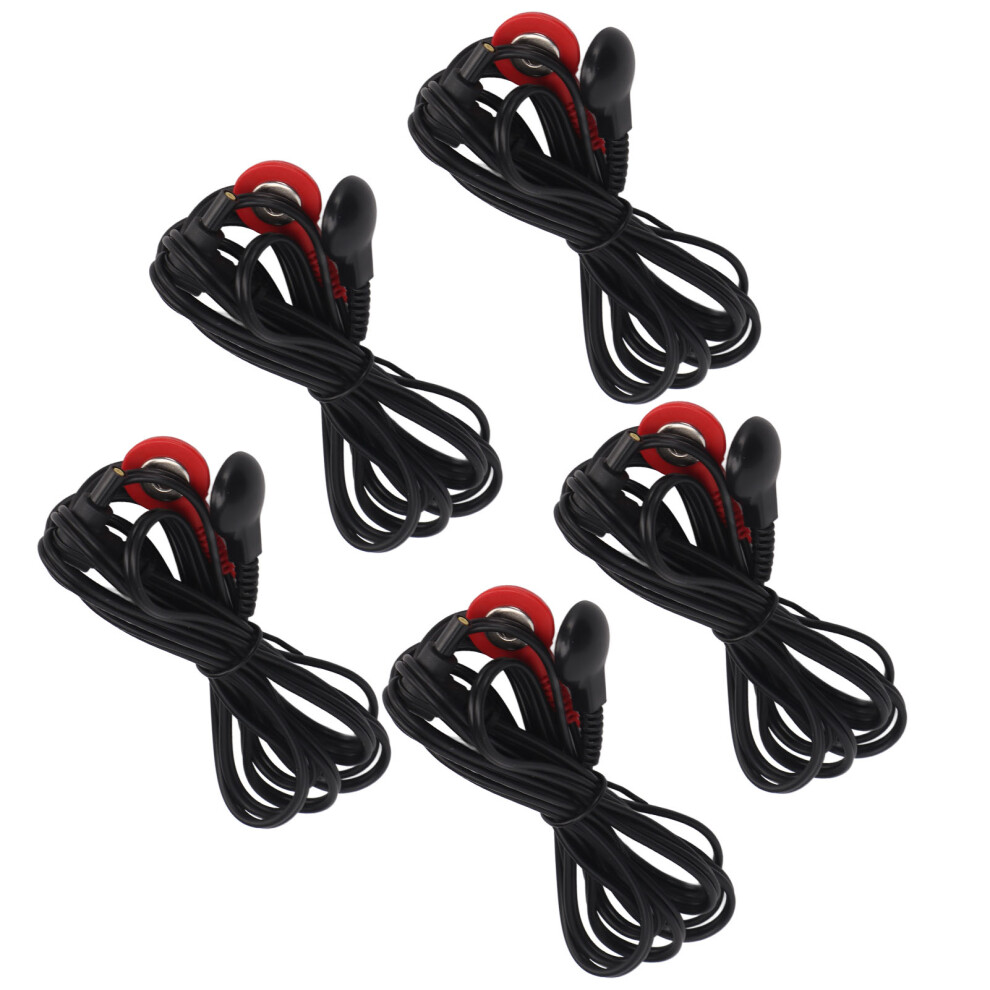 Black 5Pcs 2.35Mm Electrode Lead Wires For Tens Machine 4.9Ft