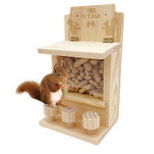 Squirrel Feeder Outdoor Hanging Wooden Feeder For Garden Wildlife 15.5x12x27.5 Cm Natural Wood Finish