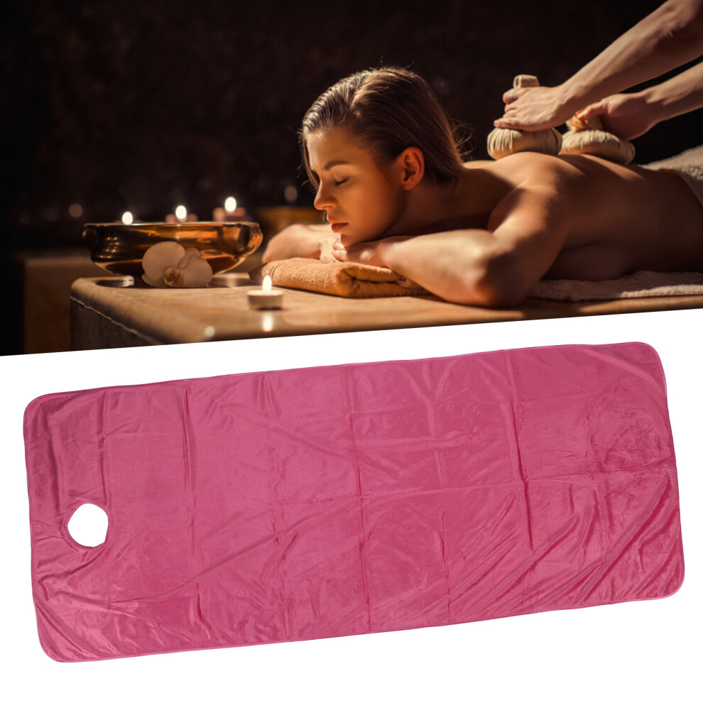 Red Purplish Plush Massage Table Sheet With Face Hole For Salon & Spa