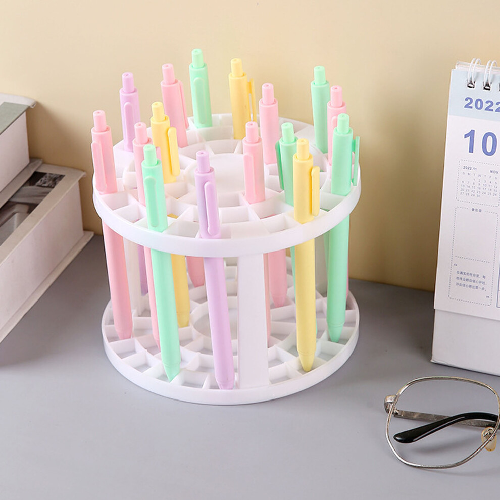 Large Capacity PP Makeup Brush & Nail Pen Stand Rack White