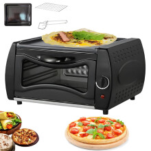 1500w Electric Pizza Oven, Countertop Tandoor For Naan And Roti, 15L Mini Pizza Maker With Bake Tray Rack, Fast Heating