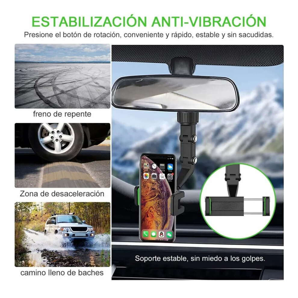 Durable Rearview Mirror Phone Mount - 360 Rotation & Multipurpose 6921354662161