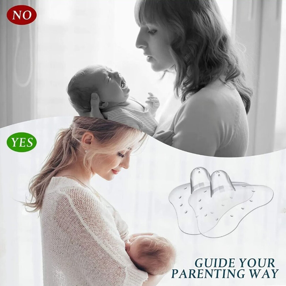 Silicone Nipple Shield for Breastfeeding, Transparent, 6.9x2.3cm Pair