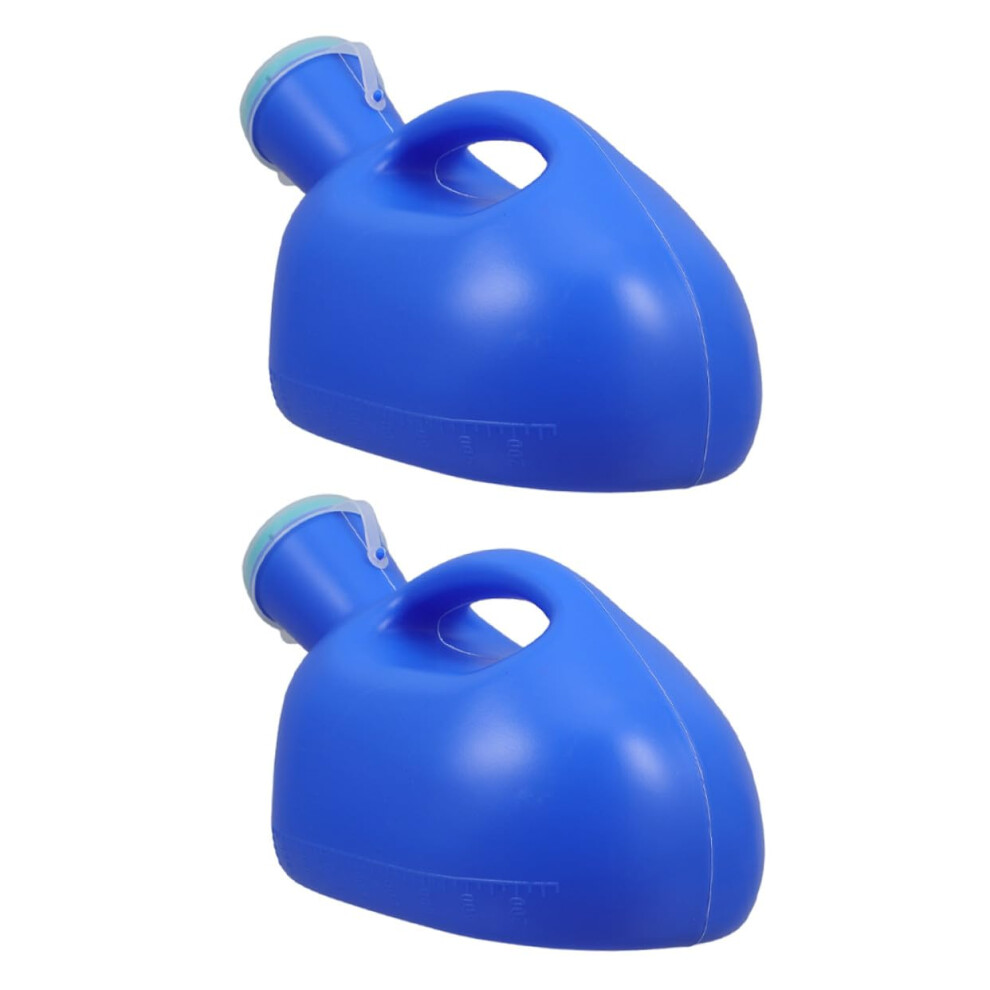 Blue Portable Spillproof Urinal Bottle 2-Pack With Lid For Men Travel Urinal Elderly Disabled Camping Hospital Use