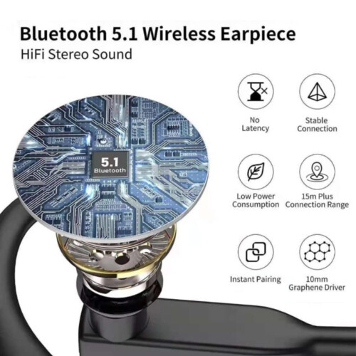 Wireless Trucker Headset Bluetooth 5.1 Earpiece Dual Mic Noise Cancelling Earbud 2
