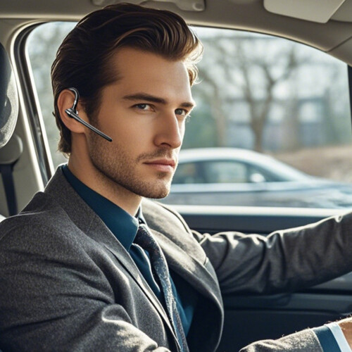 Wireless Trucker Headset Bluetooth 5.1 Earpiece Dual Mic Noise Cancelling Earbud 1