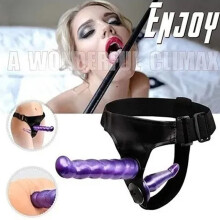 Adult Dual Ended Strap-On Panties Purple, 3.5x18.5cm & 2.5x13cm