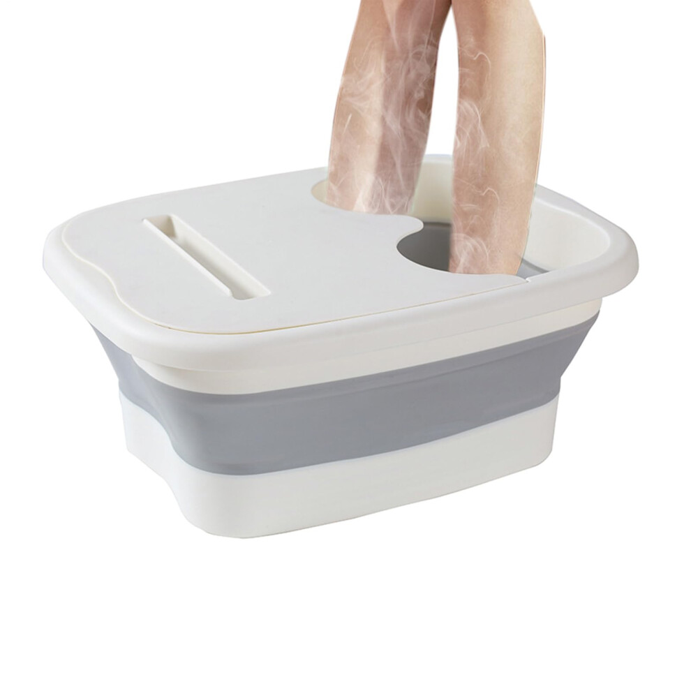 White Collapsible Foot Bath Basin Foldable Soak Tub With Massaging Rollers Large Foot Spa Bucket Tray