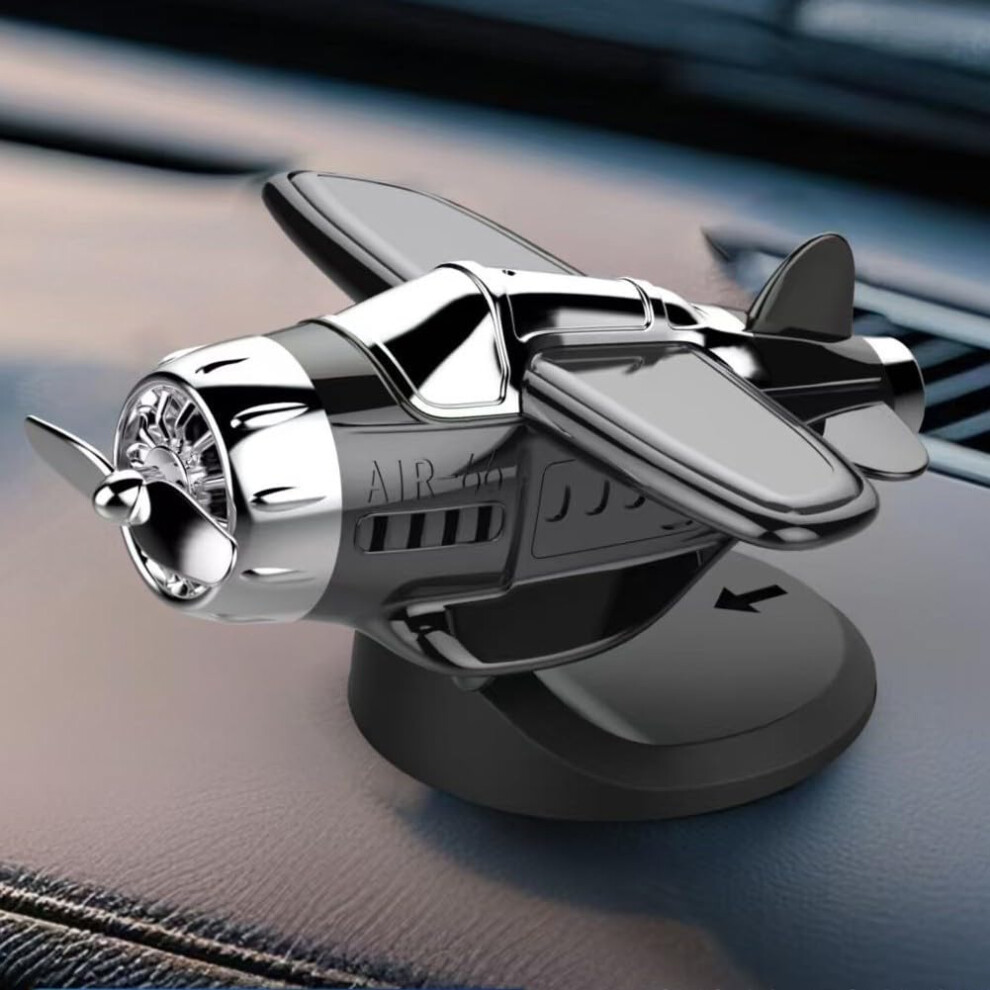 Solar Powered Rotating Propeller Fighter Car Ornament -Sensing Dashboard Model - For Vehicle Interior Light/Yellow/Black 9393856606382