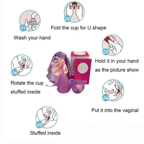 2 Pcs Menstrual Cups Large Capacity, Soft Silicone, 8x5cm