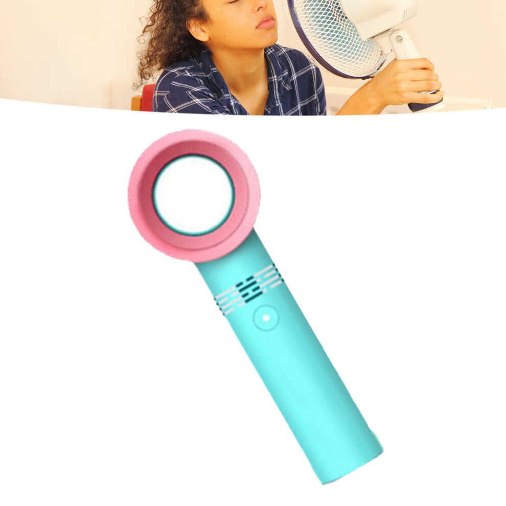 Green Handheld Bladeless Fan Usb Rechargeable 2000Mah 8.3X2.6in