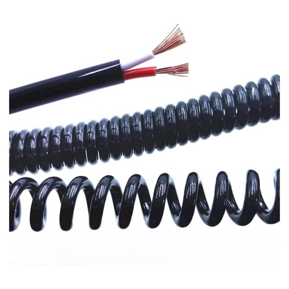 Telescopic Wire Spiral Cable 2-Core 14Awg To 24Awg Expandable Power Cord 2.5M Black 9354506521585