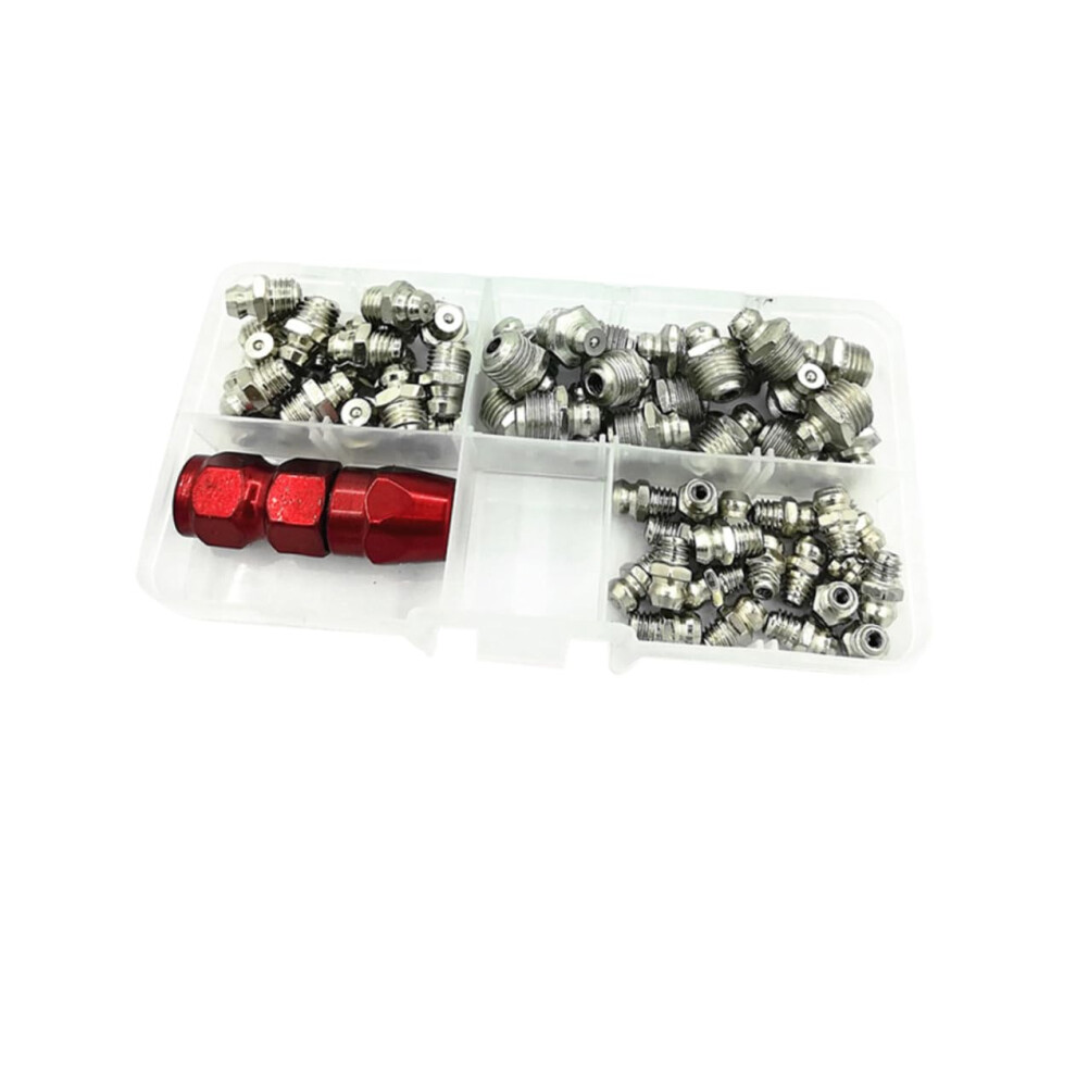 Grease Gun Fittings Kit 61-Piece Straight Head and Flat Head Nipples Complete Set for Grease Guns-image-OPC-PMFK5SS-NEW