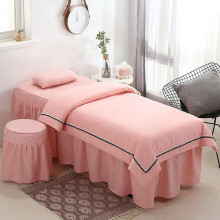 Massage bed skirt 4-Piece Massage Table Sheet Set Skirt Cotton Bed Protects Machine Washable Roze 185x70cm