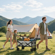 (Grey) Outsunny Folding Outdoor Storage Trolley Cart Bag Trolley Cart Bag