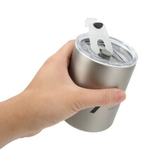 12 oz Edelstahl-Reisetasse mit Deckel und Strohhalm – Isoliert, silber
