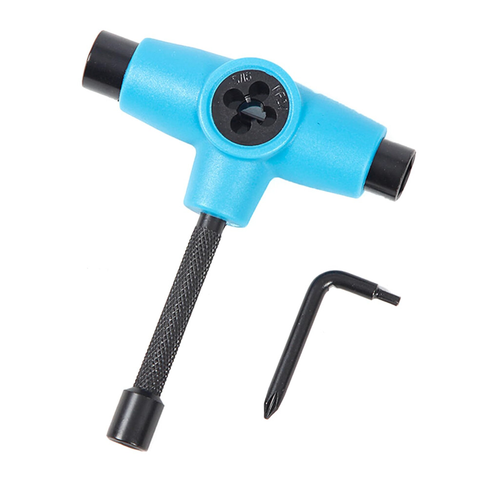 Multifunctional Skateboard T Tool For Longer Boards, 3-Size Socket Wrench, Deck And Bearing Maintenance, Blue 9084446601039