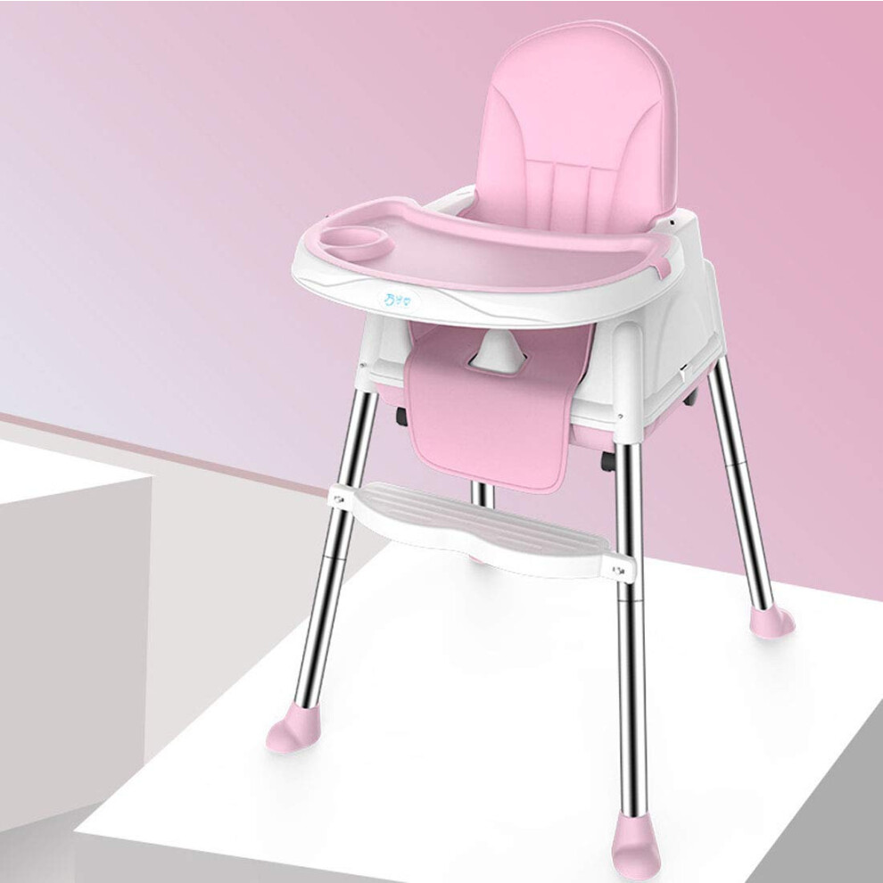 Modern Foldable Chair Baby Highchairs Portable Highchairs With Booster Seat Removable Tray Safety Belt Junior Seat Pink